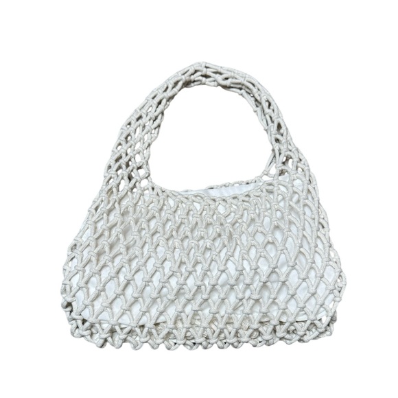 Source Unknown Handbags - Mini Mesh Crochet Beach Tote Boho Bag in White